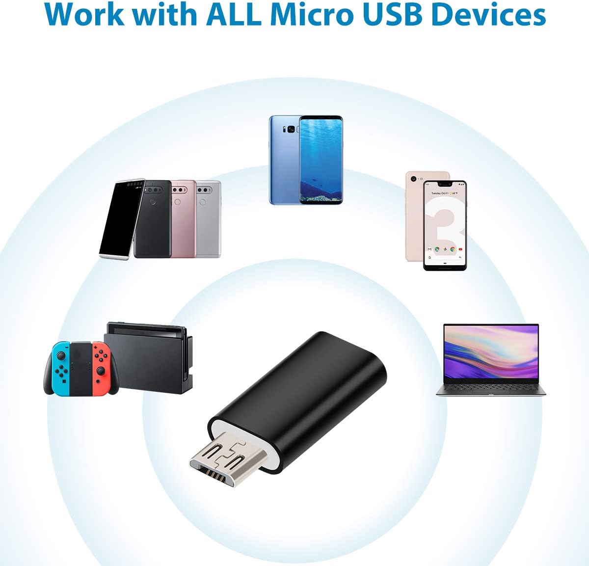 (Paquet de 2) Connecteur adaptateur Lightning femelle vers micro USB mâle (Paquet de 2) Connecteur adaptateur Lightning femelle vers micro USB mâle
